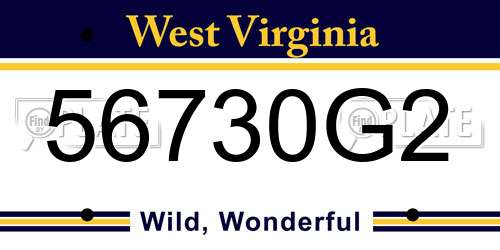 56730G2 West Virginia License Plate