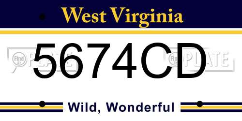 5674CD West Virginia License Plate