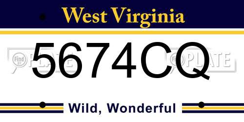 5674CQ West Virginia License Plate