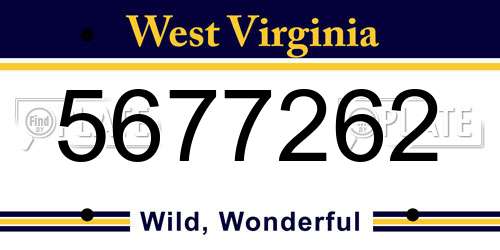 5677262 West Virginia License Plate
