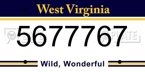 5677767 West Virginia License Plate
