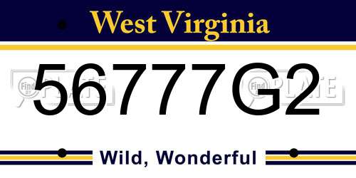 56777G2 West Virginia License Plate