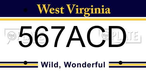 567ACD West Virginia License Plate