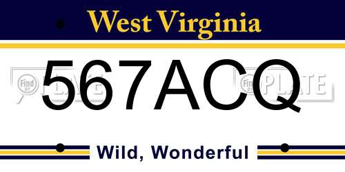 567ACQ West Virginia License Plate