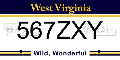 567ZXY West Virginia License Plate