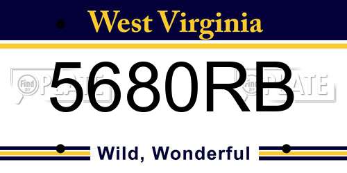 5680RB West Virginia License Plate