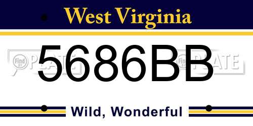 5686BB West Virginia License Plate