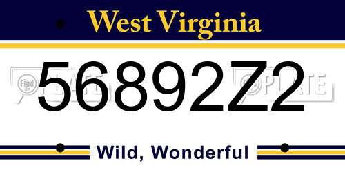 56892Z2 West Virginia License Plate