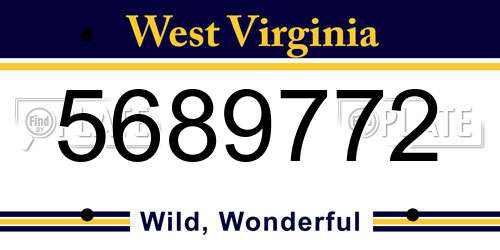 5689772 West Virginia License Plate