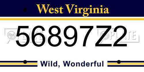 56897Z2 West Virginia License Plate