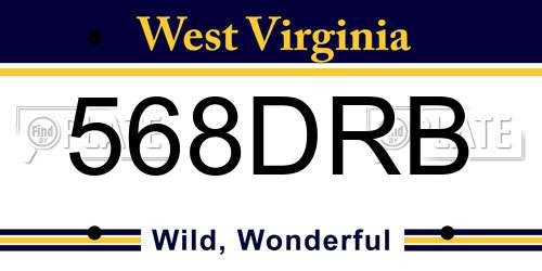 568DRB West Virginia License Plate