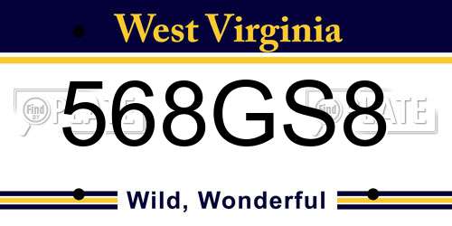 568GS8 West Virginia License Plate
