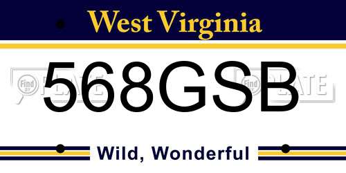 568GSB West Virginia License Plate