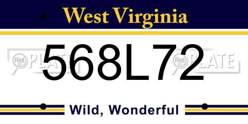 568L72 West Virginia License Plate
