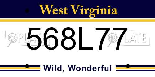 568L77 West Virginia License Plate