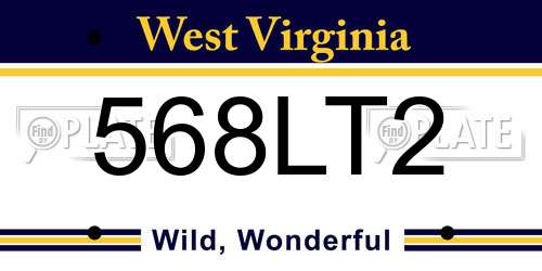 568LT2 West Virginia License Plate