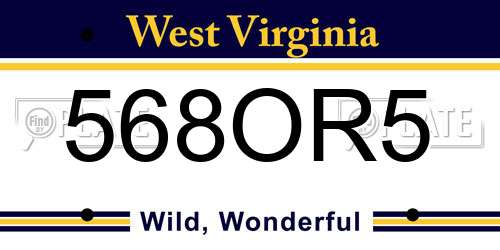 568OR5 West Virginia License Plate