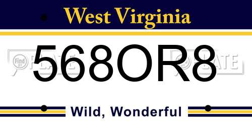 568OR8 West Virginia License Plate