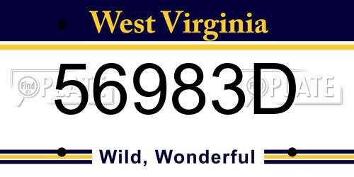 56983D West Virginia License Plate