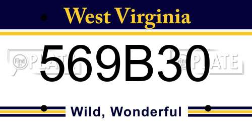 569B30 West Virginia License Plate