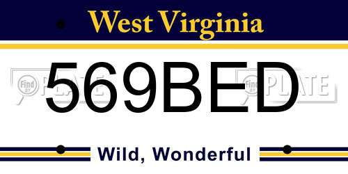 569BED West Virginia License Plate