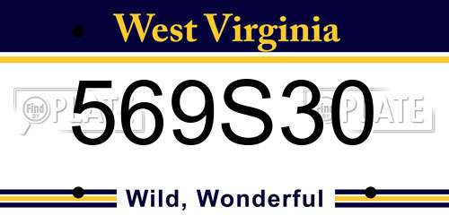 569S30 West Virginia License Plate