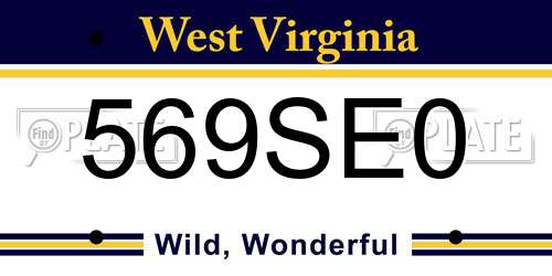 569SE0 West Virginia License Plate