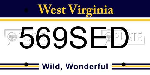 569SED West Virginia License Plate