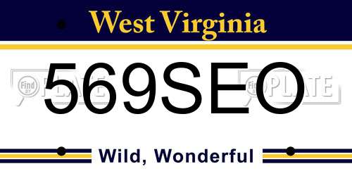 569SEO West Virginia License Plate