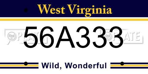 56A333 West Virginia License Plate