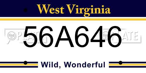 56A646 West Virginia License Plate