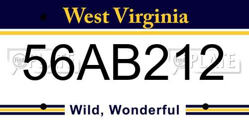 56AB212 West Virginia License Plate