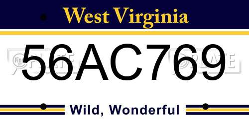 56AC769 West Virginia License Plate