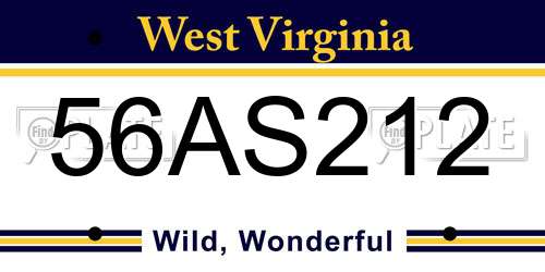 56AS212 West Virginia License Plate
