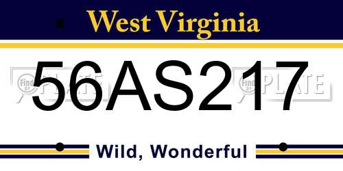 56AS217 West Virginia License Plate