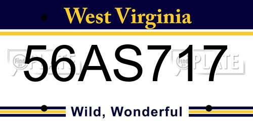 56AS717 West Virginia License Plate