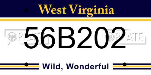 56B202 West Virginia License Plate