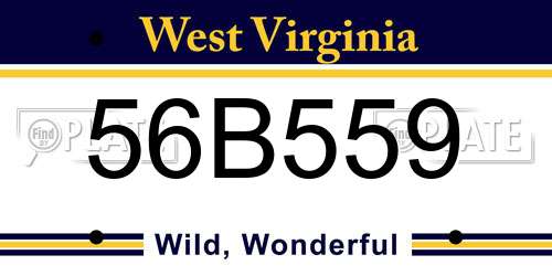 56B559 West Virginia License Plate