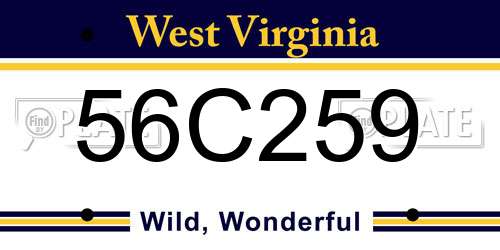 56C259 West Virginia License Plate