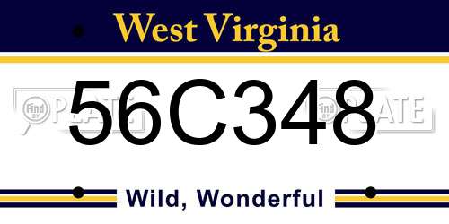 56C348 West Virginia License Plate