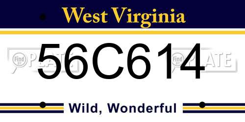56C614 West Virginia License Plate