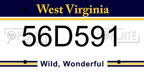 56D591 West Virginia License Plate