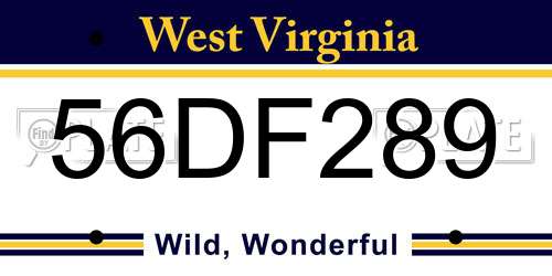 56DF289 West Virginia License Plate