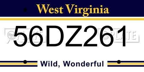 56DZ261 West Virginia License Plate