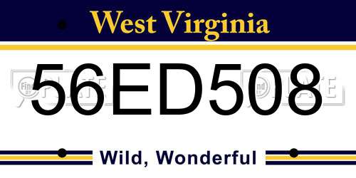 56ED508 West Virginia License Plate