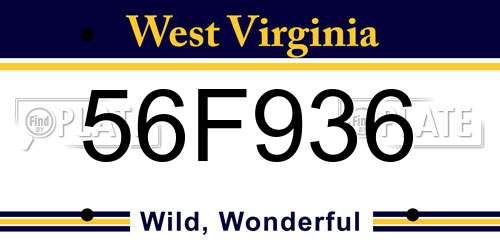 56F936 West Virginia License Plate