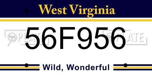 56F956 West Virginia License Plate