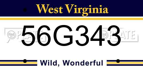 56G343 West Virginia License Plate