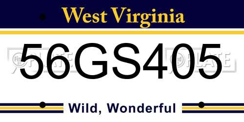56GS405 West Virginia License Plate