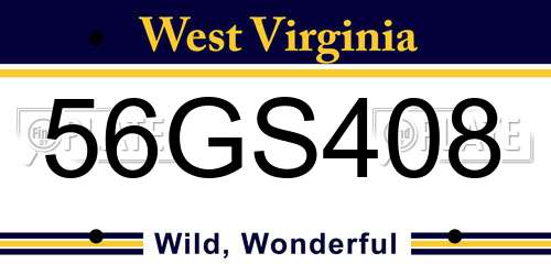 56GS408 West Virginia License Plate